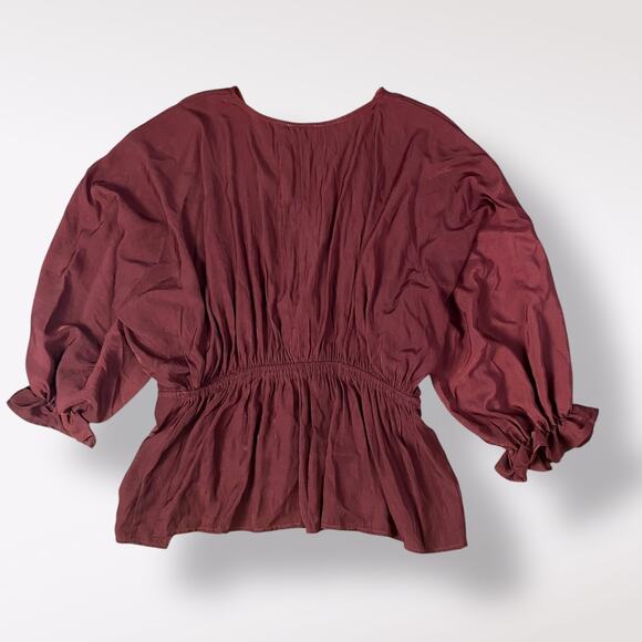 Entro NWT Red Endless Possibilities Long Sleeve Ruffled Top Size L Romantic Boho - Picture 5 of 8